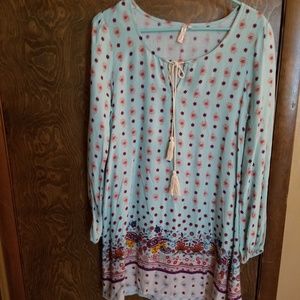 NWOT Light blue and tan dress